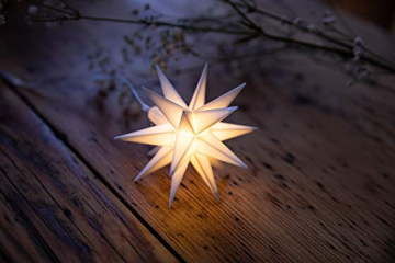 Novaliv Weihnachtsstern Dekostern | 8cm Weiss | nur Innen | LED Lampe mit Batteriefach | Weihnachtsdeko Stern beleuchtet - 1