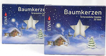 OLShop AG 2er Pack Baumkerzen weiß ca. 13 x 105 mm (2 x 20 Stück) Weihnachtskerzen, Christbaumkerzen, Pyramidenkerzen - 3
