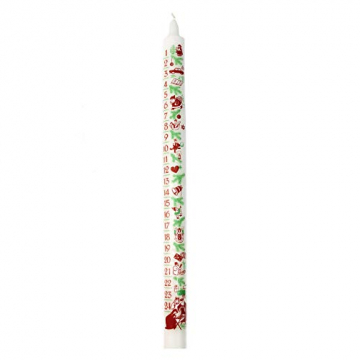 OLShop AG Kalenderkerze Adventskerze Weihnachtsmotiv weiß 41 cm 24 Tageseinheiten Adventskalender, Weihnachtskalender - 1