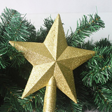 OULII Christbaumspitze Stern Verzierung Glitter Baum Stern Weihnachtsdekoration (Gold) - 4