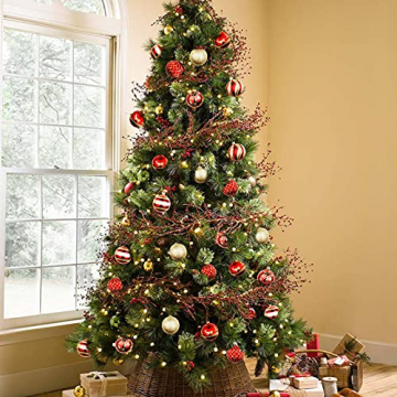 OurWarm 36 Stück Weihnachtskugeln Kunststoff Set 7 cm Große Rot und Gold Bruchsichere Christbaumkugeln mit Aufhänger für Christbaumschmuck & Weihnachten Deko - 6