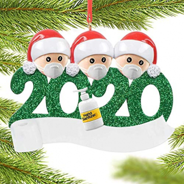 qiaoxiahe Weihnachtsferiendekoration Personalisierte Heimdekorationen Familie 2020 Besonderes Jahr Kleiner Mann mit Maske Anhänger für Christbaumschmuck an den Wänden an den Türverkleidungen der - 3