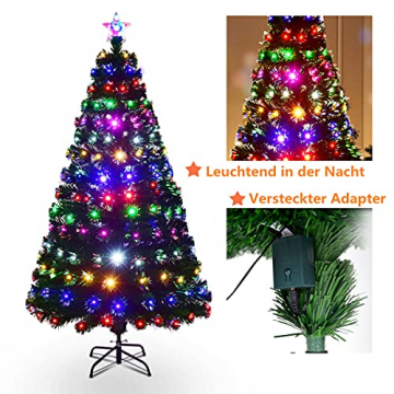 RELAX4LIFE 150/180/210cm Künstlicher Weihnachtsbaum, Tannenbaum mit LED-Leuchten & Glasfasern (8 Beleuchtungsmodi & 6 Farben), Christbaum mit Metallständer & Sternspitze, Christbaum grün (180cm) - 8