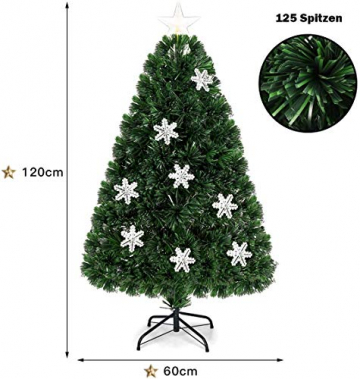 RELAX4LIFE Künstlicher Weihnachtsbaum, Christbaum mit LEDs & Schneeflocke & Sternspitze, Kunstbaum Farbiger Glasfaser-Farbwechsler, Tannenbaum für Büro & Geschäften & Zuhause, PVC, grün (120 cm) - 6