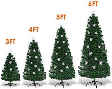 RELAX4LIFE Künstlicher Weihnachtsbaum, Christbaum mit LEDs & Schneeflocke & Sternspitze, Kunstbaum Farbiger Glasfaser-Farbwechsler, Tannenbaum für Büro & Geschäften & Zuhause, PVC, grün (120 cm) - 8