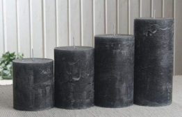 Rustik-Stumpenkerzen-Adventsset, groß, 7 cm Ø, anthrazit-schwarz - 1