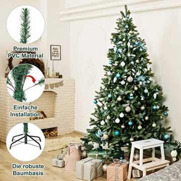 SALCAR Premium Weihnachtsbaum 180cm - Künstlicher Baum - Keine störenden Tannennadeln - Geruchslos - Christbaum - Dunkelgrün - 1,8m - 4