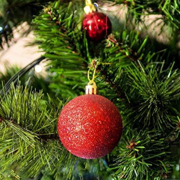 SALCAR Weihnachtskugeln Set Rot,Christbaumkugeln Plastik Bruchsicher mit Kunststoff Weihnachtsbaumkugeln Box, Weihnachtsbaum Deko & Christbaumschmuck-100 Stück  - 5