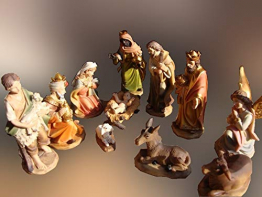 Schöne PREMIUM Krippenfiguren 12 -tlg. SET in hochwertiger Ausführung und detailgetreuer Mimik, handbemalte Figuren für Holz - Weihnachtskrippen Krippenspiel Weihnachtsgeschichte Maria Josef Weise au - 1