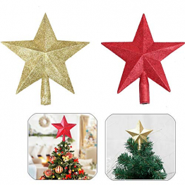 Sqxaldm Christbaumspitze Stern Verzierung Weihnachtsbaum Stern Baumspitze Kunststoff Stern Deko Christbaumspitze Glitzer Stern Weihnachtsbaum Topper Christbaumspitze Stern Weihnachtsbaum (2 Stücke) - 1