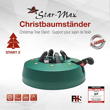 Star-Max Modell 2018 Christbaumständer by F-H-S, Model Start 2, für Baumhöhe bis 2,5 m, Weihnachtsbaumständer mit Fuhebelfunktion und Einseiltechnik, 2,5 Liter Wassertank, 2.5 liters, Grün, 2,5 L - 2
