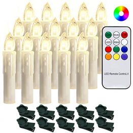 SWANEW 30x LED Weihnachtskerzen Flammenloses LED RGB Kerzen Kabellos Warmweiß RGB Weihnachtsbaumkerzen mit Fernbedienung Christbaumkerzen - 1