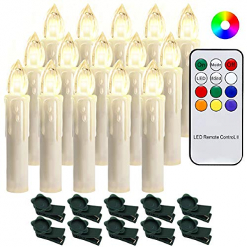 SWANEW 30x LED Weihnachtskerzen Flammenloses LED RGB Kerzen Kabellos Warmweiß RGB Weihnachtsbaumkerzen mit Fernbedienung Christbaumkerzen - 1