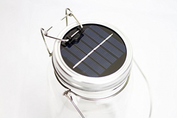 Trendario - LED Solarlampe im Einmachglas, Solarlaterne als perfekte Gartenleuchte - Solar Sun Jar, Sonnen Hängeleuchte aus Glas - Solarglas mit extra langer Leuchtdauer - 4