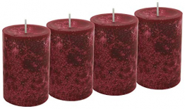 Unbekannt 4 Stumpenkerzen Kerzen Bordeaux Rot Weinrot 6cm Hochzeit Tischdeko Weihnachten Advent Kerze Deko - 1