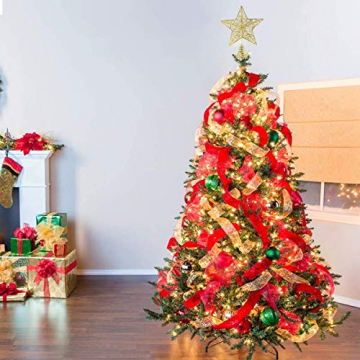 Weihnachtsbaum Christbaumspitze Stern – Gold Glitzer Metall Baum Stern Großartiges Design Passend für durchschnittlich großeWeihnachtsbäume, 26cm mit Frühling für Weihnachtsbaum allgemeine Größe - 8