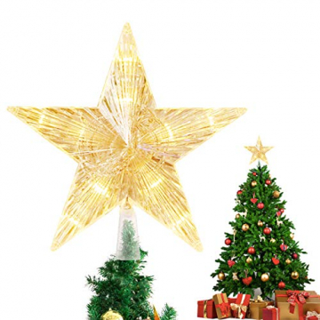 Weihnachtsbaum Stern,Topper Lichter mit 10 LED ,Weihnachtsbaumspitze glitzernder,baumkronen Lampe,beleuchtete Sterne,funkelnden Sterne,Weihnachtsbaumspitze Dekoration,Weihnachten Dekoration(15cm) - 1