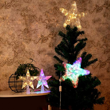 Weihnachtsbaum Stern,Topper Lichter mit 10 LED ,Weihnachtsbaumspitze glitzernder,baumkronen Lampe,beleuchtete Sterne,funkelnden Sterne,Weihnachtsbaumspitze Dekoration,Weihnachten Dekoration(15cm) - 7