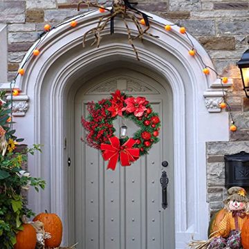 Weihnachtskranz Tür außen Deko 38CM,Weihnachtsmann Türkranz Adventskranz Schneemann Weihnachten Kranz Dekokranz Hängende Wand Verzierung Weihnachtskugelnkranz Fenster Dekoration Weihnachts Zubehör - 6