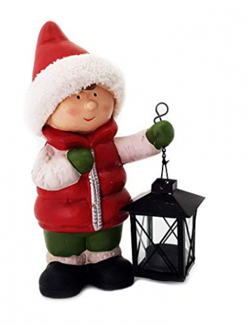 Wichtelstube-Kollektion XL Deko Figur Winterkinder Mädchen Weihnachtsfigur 30cm Tonfigur Weihnachten Gartenfigur - 1