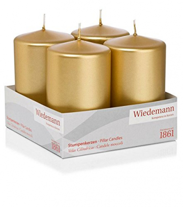 Wiedemann Kleintray-Kerzen lackiert, Wachs, Gold, 10 x 6 cm - 1