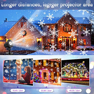YAZEKY Led Projektor Weihnachten Schneeflocke weihnachtsbeleuchtung Projektorlampe außen Innen IP65 Schneefall Lichter Effekt Romantisch für Weihnachten, Party, Festival, Hochzeit - 3