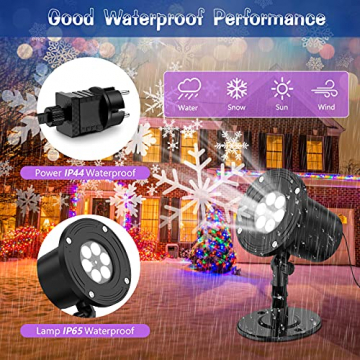 YAZEKY Led Projektor Weihnachten Schneeflocke weihnachtsbeleuchtung Projektorlampe außen Innen IP65 Schneefall Lichter Effekt Romantisch für Weihnachten, Party, Festival, Hochzeit - 4