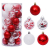Yehapp Christbaumkugeln Kunststoff Set 30er - Weihnachtskugeln Glitzer Kugeln Ornamente 6CM für Weihnachtsbaum Deko - Rot/Grün/Pink/Gold/Orange/Blau/Weiß - 1