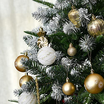 YILEEY Weihnachtskugeln Weihnachtsdeko Set Weiß und Gold 88 STK in 23 Farben, Kunststoff Weihnachtsbaumkugeln Box mit Aufhänger Christbaumkugeln Plastik Bruchsicher, Weihnachtsbaumschmuck, MEHRWEG - 5