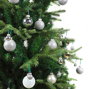 Yorbay Weihnachtskugeln 44er Set Christbaumkugeln aus Glas mit Aufhänger, Weihnachtsdeko für Weihnachten, Weihnachtsbaum, Tannenbaum, Christmasbaum(Mehrweg) (Silber+Weiß) - 3