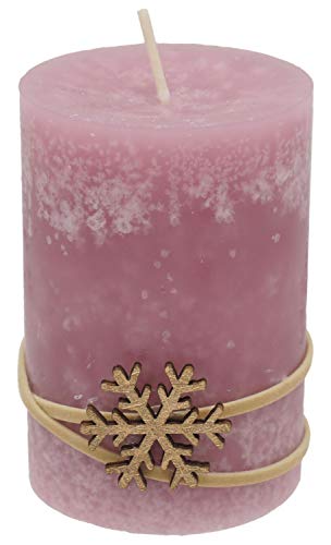 ZauberDeko 4 Adventskerzen Kerzen Stumpenkerzen Beere Beige Creme Schneeflocke Advent Weihnachten Deko Tischdeko - 4