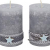 ZauberDeko 4 Adventskerzen Kerzen Stumpenkerzen Grau Stern Blau Spitze Weihnachten Advent Deko Weihnachtsdeko - 1