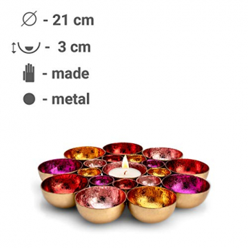 ZEYA Teelichthalter rot rosa orange pinkfarben Ø 21 cm | Deko Wohnzimmer | perfekte Tisch Dekoration für Weihnachten | Metall - 4