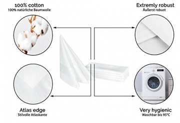 ZOLLNER 6er-Set Damast Stoffservietten, Baumwolle, 40x40 cm, Atlaskante, weiß - 2