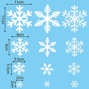 156 Weihnachten Fensterbilder, Schneeflocken Fensterdeko für Fensterscheiben, Wiederverwendbar Statisch Haftend PVC Aufkleber für Fenster Vitrine Türen Schaufenster Winter Schneeflocken Weihnachtsdeko - 5