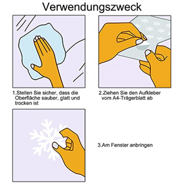 156 Weihnachten Fensterbilder, Schneeflocken Fensterdeko für Fensterscheiben, Wiederverwendbar Statisch Haftend PVC Aufkleber für Fenster Vitrine Türen Schaufenster Winter Schneeflocken Weihnachtsdeko - 7