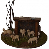 Alfred Kolbe Krippen AM 10 Weihnachtskrippen-Zubehör-Set Schafunterstand für 5-7 cm Figuren mit Schafen - 1