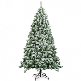 COSTWAY 180cm Künstlicher Weihnachtsbaum mit Schnee, Tannenbaum mit Metallständer, Christbaum 928 Spitzen PVC Nadeln, Kunstbaum Weihnachten Klappsystem ideal für Zuhause, Büro, Geschäfte und Hotels - 1