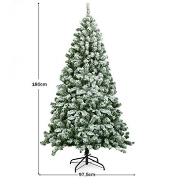 COSTWAY 180cm Künstlicher Weihnachtsbaum mit Schnee, Tannenbaum mit Metallständer, Christbaum 928 Spitzen PVC Nadeln, Kunstbaum Weihnachten Klappsystem ideal für Zuhause, Büro, Geschäfte und Hotels - 6