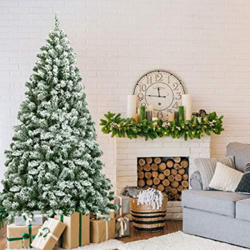 COSTWAY 180cm Künstlicher Weihnachtsbaum mit Schnee, Tannenbaum mit Metallständer, Christbaum 928 Spitzen PVC Nadeln, Kunstbaum Weihnachten Klappsystem ideal für Zuhause, Büro, Geschäfte und Hotels - 8