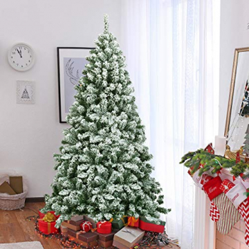 COSTWAY 180cm Künstlicher Weihnachtsbaum mit Schnee, Tannenbaum mit Metallständer, Christbaum 928 Spitzen PVC Nadeln, Kunstbaum Weihnachten Klappsystem ideal für Zuhause, Büro, Geschäfte und Hotels - 9