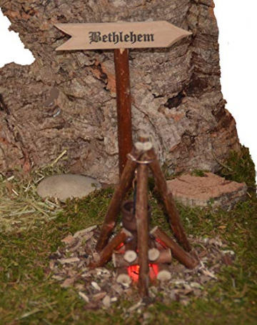 CV Bethlehem Schild mit Korkfelsen und Lagerfeuer Krippe Krippen-Zubehör - 2