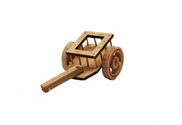 Krippenzubehör 6 - teilig Brunnen Holzhaufen Kaninchenstall Holzwagen - 3