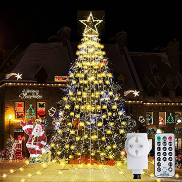 LED Lichtervorhang Lichterkette Sterne 344 LEDs Warmweiß Dekoration 8 Modi Wasserdichte Für Innen Außen, Weihnachten, Party, Hochzeit, Garten, Balkon - 1