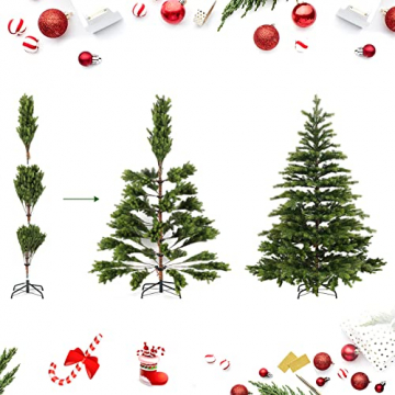SALCAR Weihnachtsbaum Künstlich 180cm mit 537 Spitzen, Tannenbaum künstlich mit Christbaum Ständer und Schnellaufbau Klapp-Schirmsystem, Naturgetreu - 5