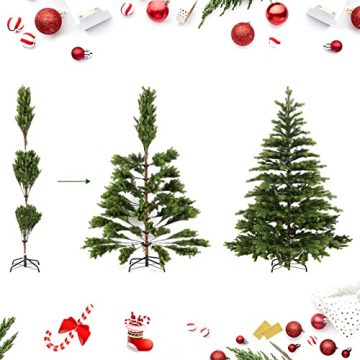 SALCAR Weihnachtsbaum Künstlich 180cm mit 537 Spitzen, Tannenbaum künstlich mit Christbaum Ständer und Schnellaufbau Klapp-Schirmsystem, Naturgetreu - 5