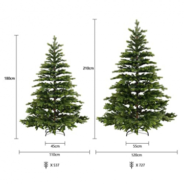 SALCAR Weihnachtsbaum Künstlich 180cm mit 537 Spitzen, Tannenbaum künstlich mit Christbaum Ständer und Schnellaufbau Klapp-Schirmsystem, Naturgetreu - 6