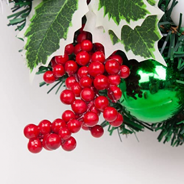 Weihnachtskranz für Tür, 15.74” Künstlicher Weihnachtstürkranz mit Beeren und Tannenzapfen Christmas Garland Künstliche Kranz Deko Wandkranz für Parties Feste Weihnachten, Advent,Deko - 6