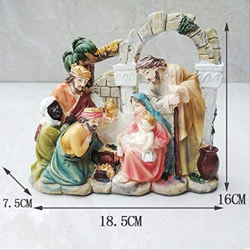 WQQLQX Statue Jungfrau Maria Statue Katholische Skulptur Handwerk Figuren Kreative Krippe Krippe Home Dekoration Zubehör Desktop Dekoration Geschenke Skulpturen - 2