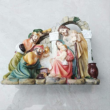 WQQLQX Statue Jungfrau Maria Statue Katholische Skulptur Handwerk Figuren Kreative Krippe Krippe Home Dekoration Zubehör Desktop Dekoration Geschenke Skulpturen - 6